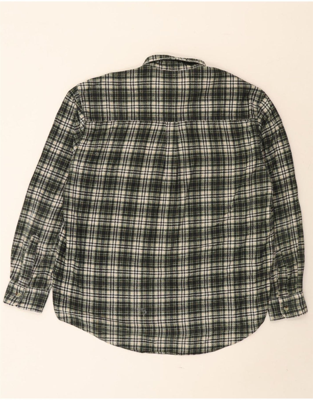 Vintage Mens Flannel Shirt Large Green Check Cotton
