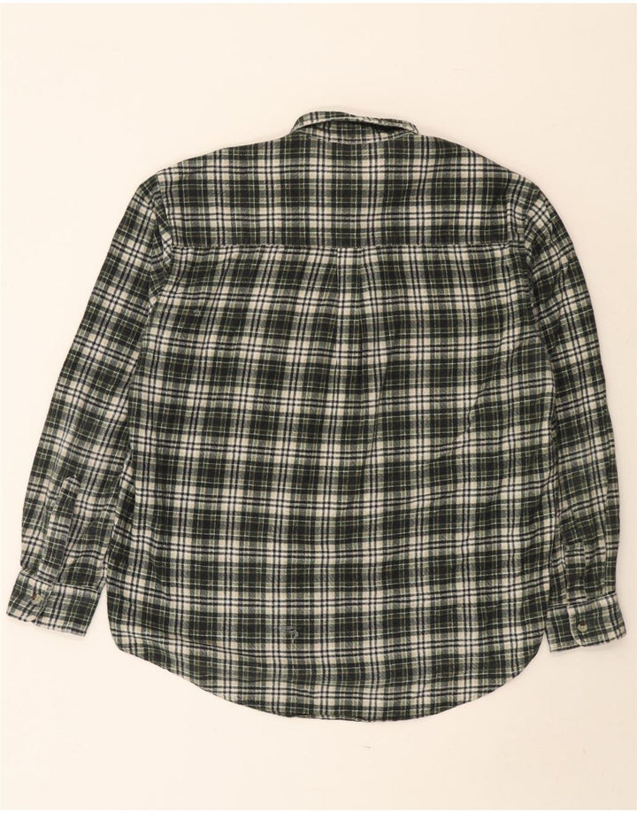 Vintage Mens Flannel Shirt Large Green Check Cotton