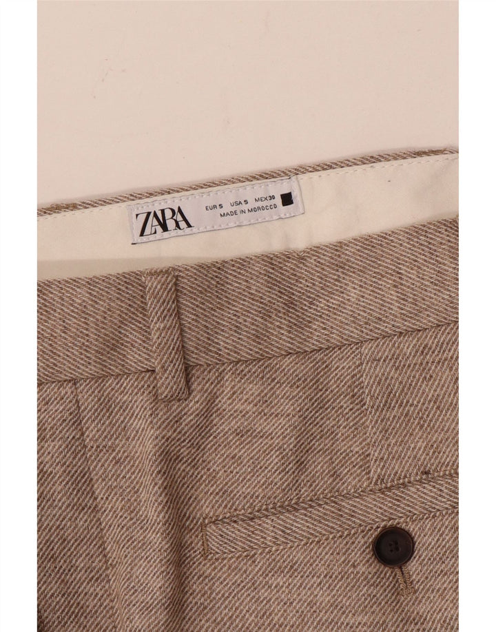 Zara Womens Straight Suit Trousers Small W28 L29 Beige