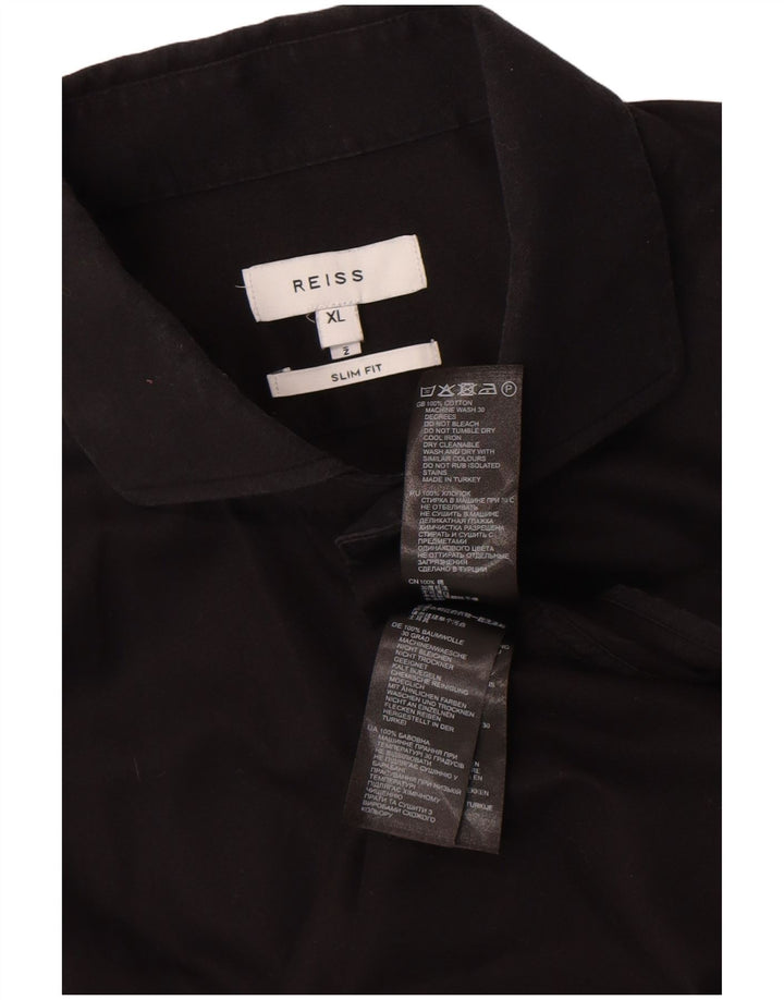 Reiss Womens Slim Fit Shirt XL Black Cotton