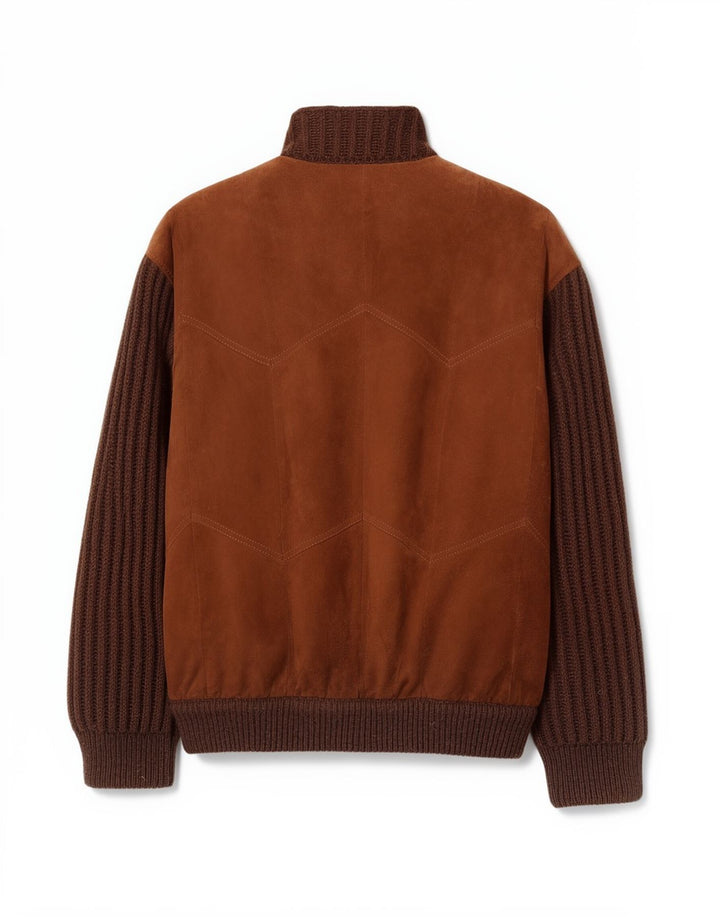 Bizzarro Mens Suede Jacket IT 50 Large Brown Colourblock