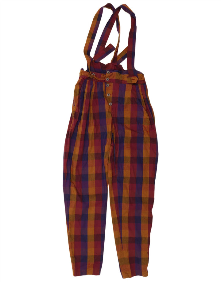 VINTAGE Womens Dungarees Trousers EU 38 Medium W32 L33 Multicoloured Check