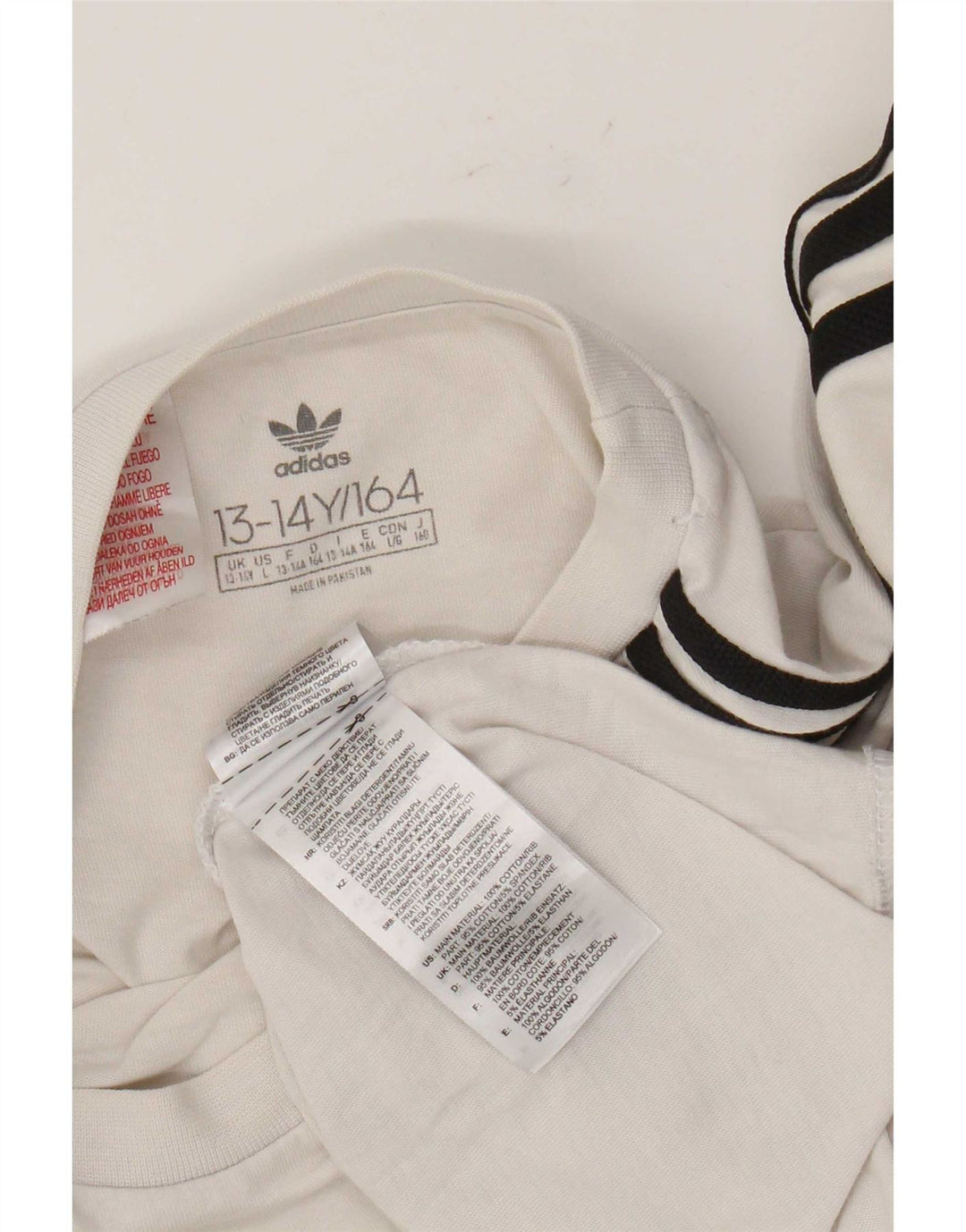 Adidas Boys Top Long Sleeve 13-14 Years White Cotton