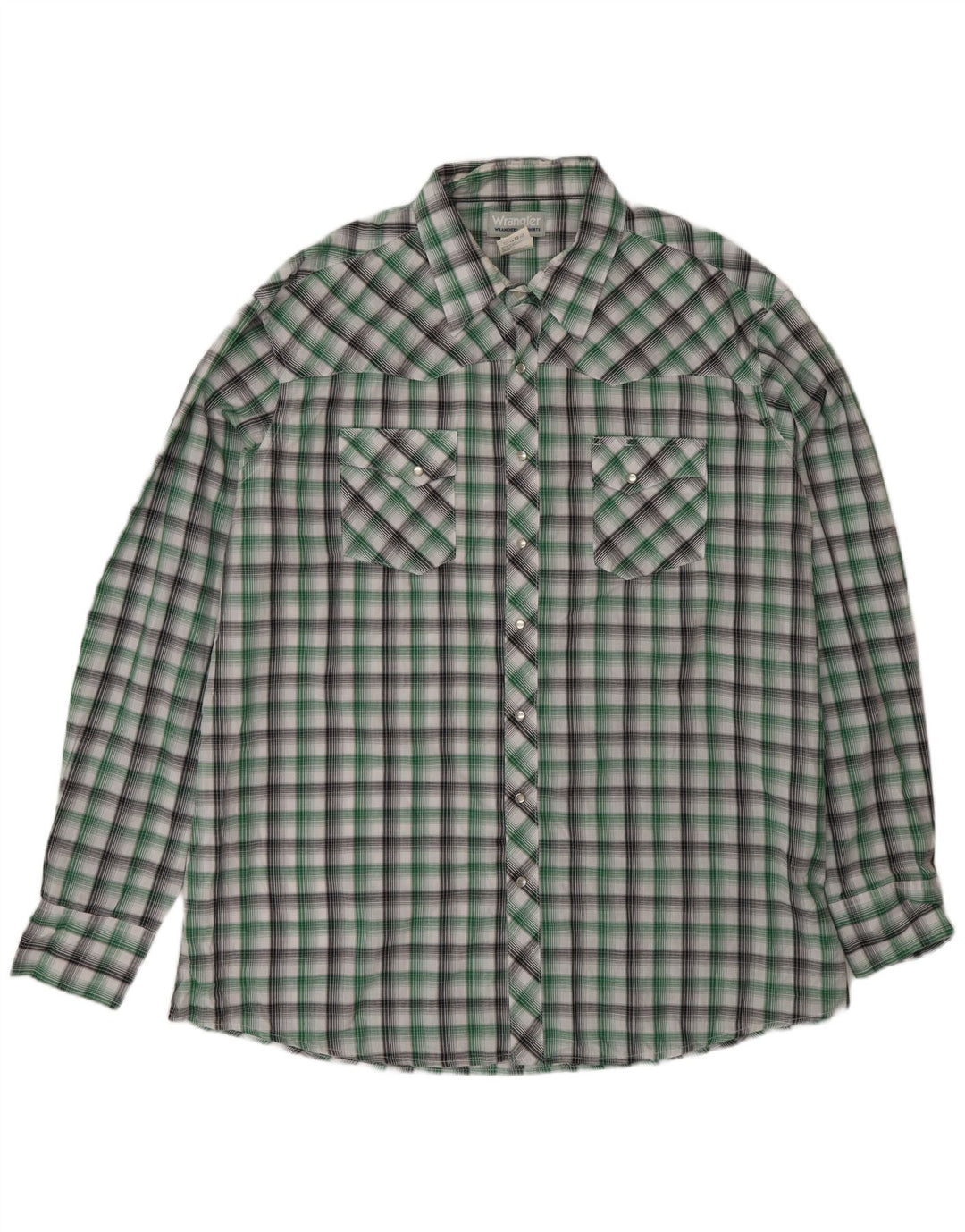 Wrangler Mens Tall Shirt 2XL Green Check Cotton