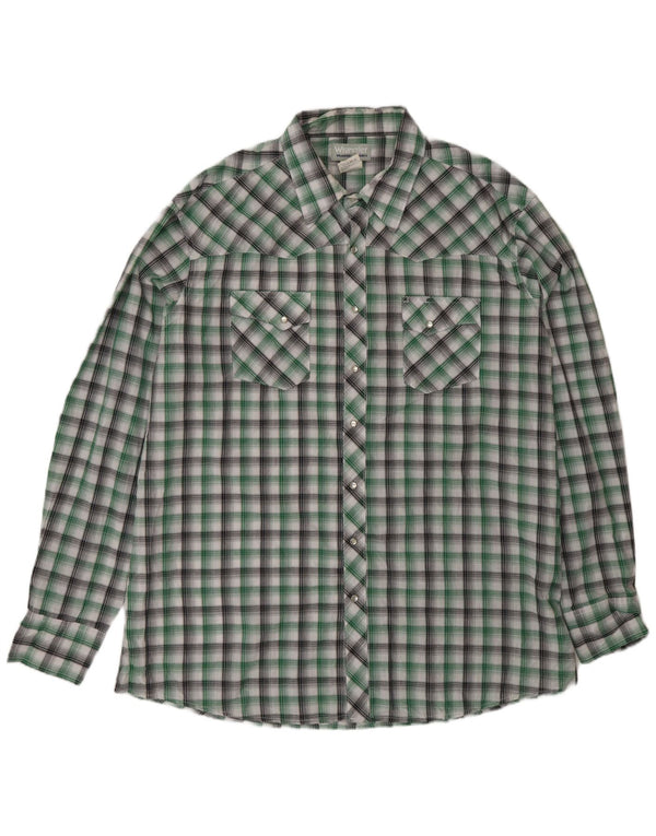 Wrangler Mens Tall Shirt 2XL Green Check Cotton