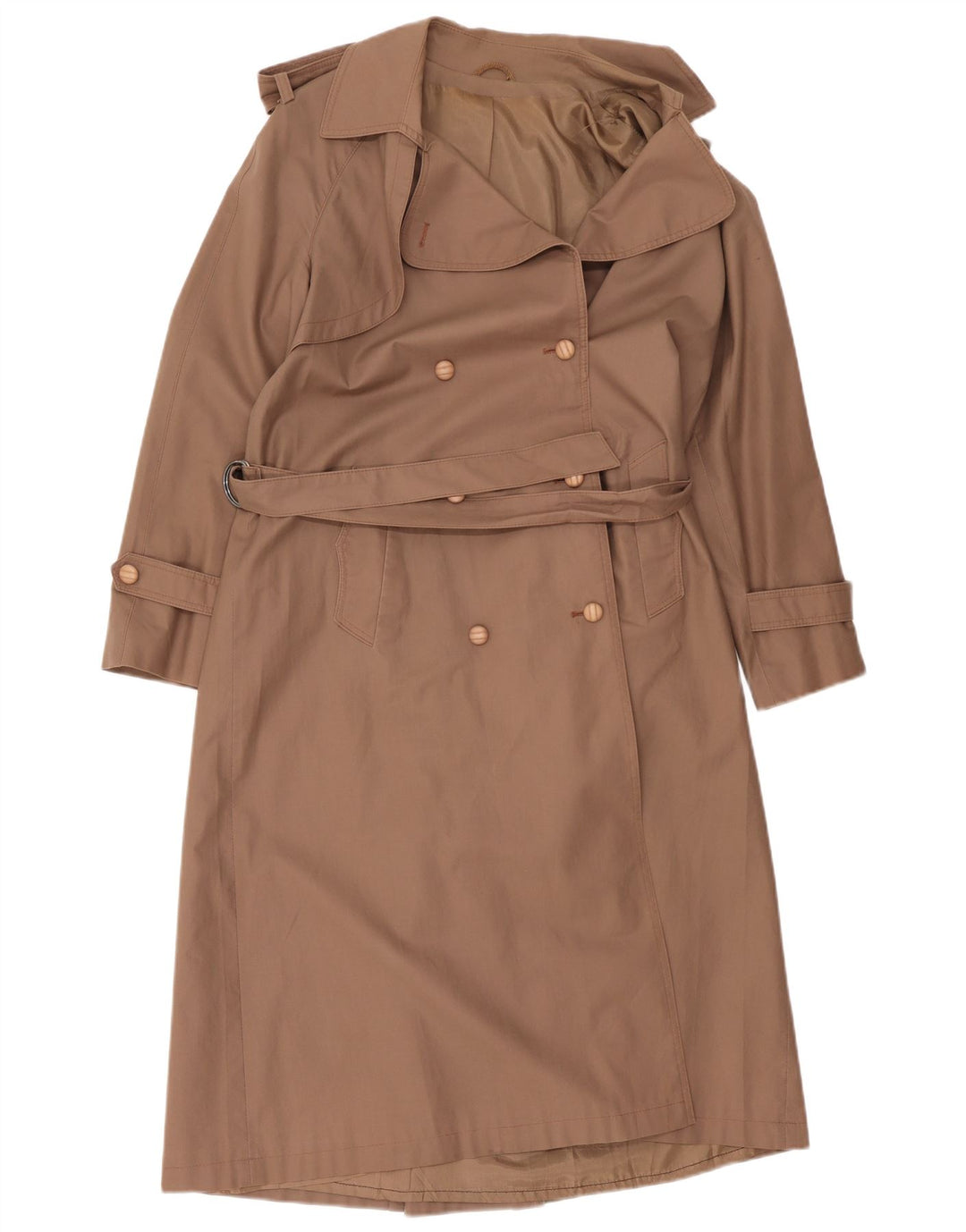 Vintage Womens Oversized Trench Coat EU 36 Small Beige Cotton