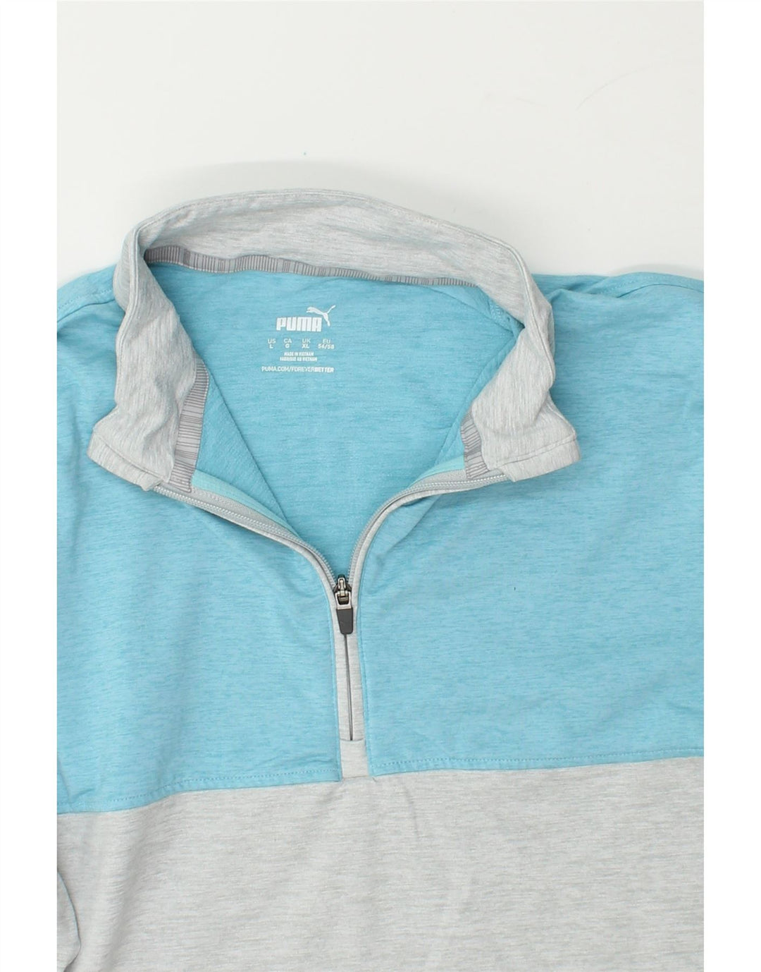 PUMA Mens Zip Neck Sweatshirt Jumper XL Grey Colourblock Cotton Vintage Puma and Second-Hand Puma from Messina Hembry 