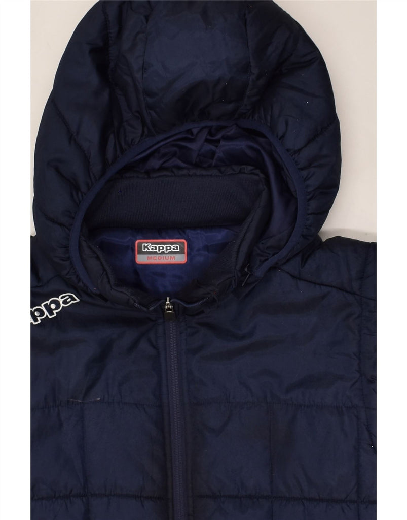 KAPPA Mens Hooded Padded Jacket UK 38 Medium Navy Blue Polyester | Vintage Kappa | Thrift | Second-Hand Kappa | Used Clothing | Messina Hembry 