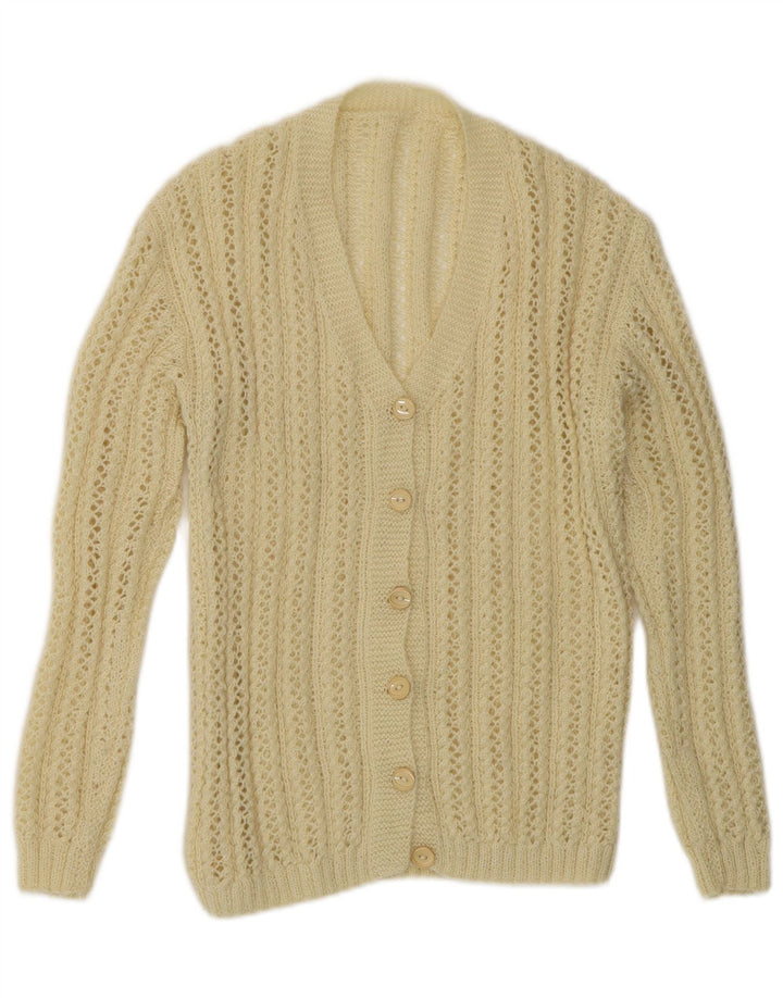 Vintage Womens Crochet Cardigan Sweater UK 14 Medium Off White
