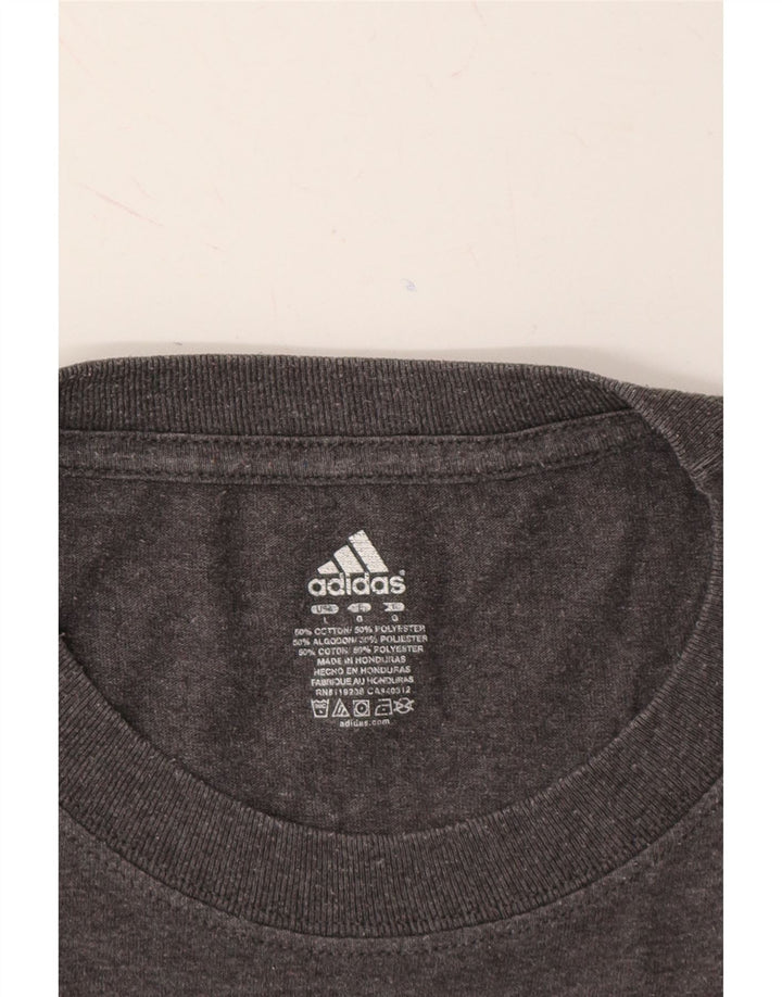 ADIDAS Mens Graphic T-Shirt Top Large Grey Cotton Vintage Adidas and Second-Hand Adidas from Messina Hembry 