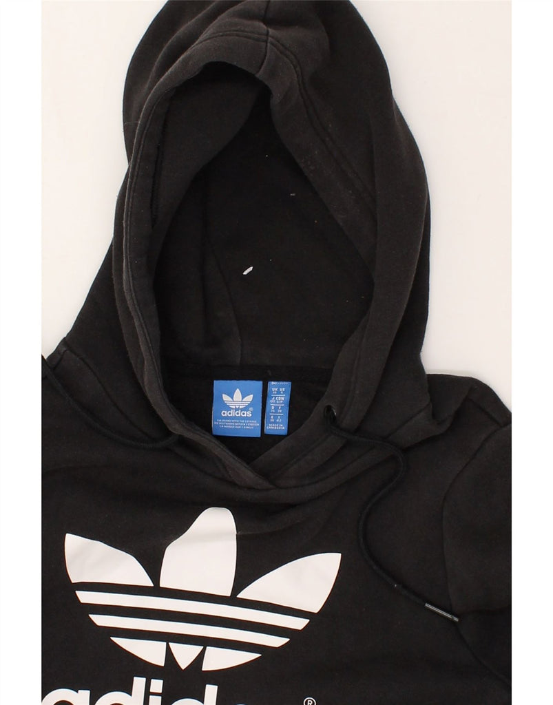 ADIDAS Womens Graphic Hoodie Jumper UK 10 Small Black Cotton | Vintage Adidas | Thrift | Second-Hand Adidas | Used Clothing | Messina Hembry 