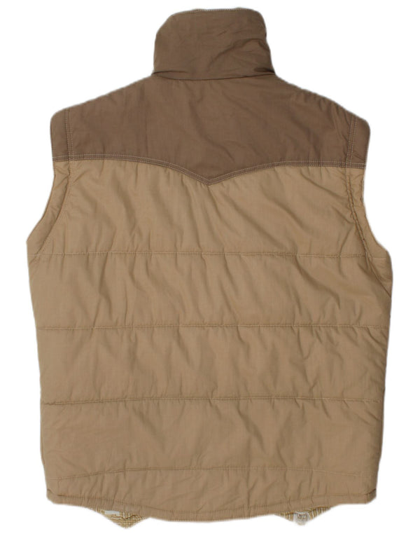 Anzi Besson Mens Padded Gilet IT 50 Large Beige Colourblock Cotton