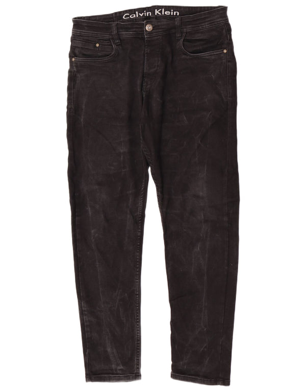 Calvin Klein Mens Slim Jeans W35 L29 Black Cotton