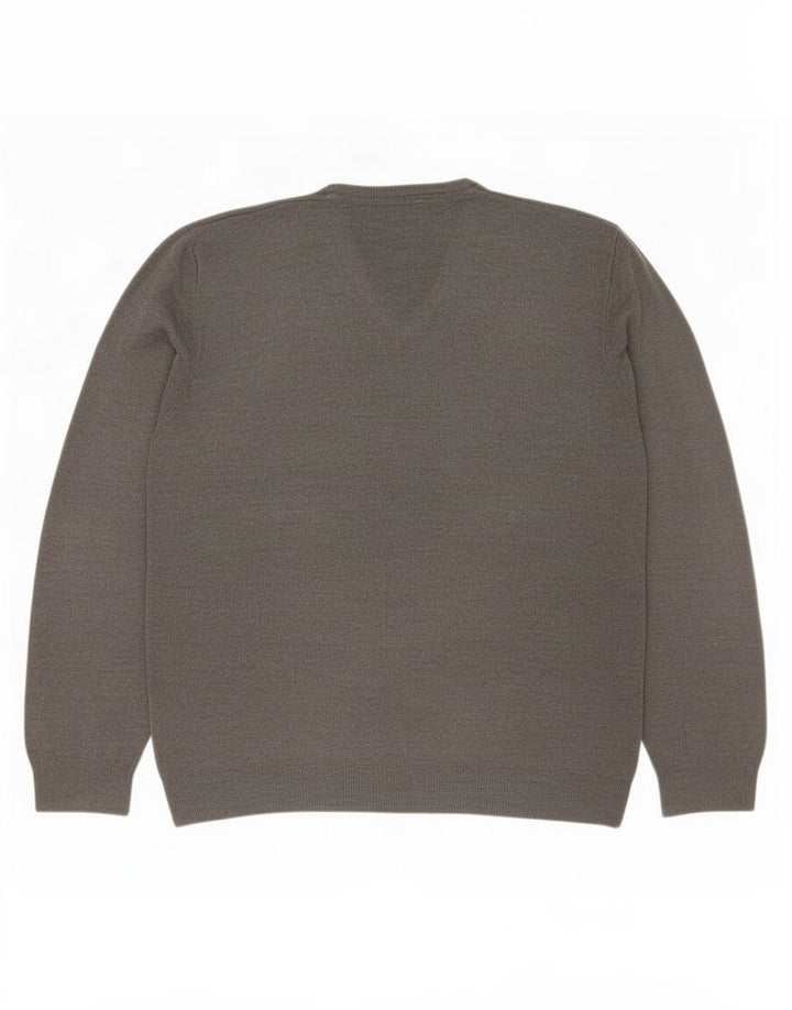 Marks & Spencer Mens Regular Fit V-Neck Jumper Sweater XL Grey Acrylic