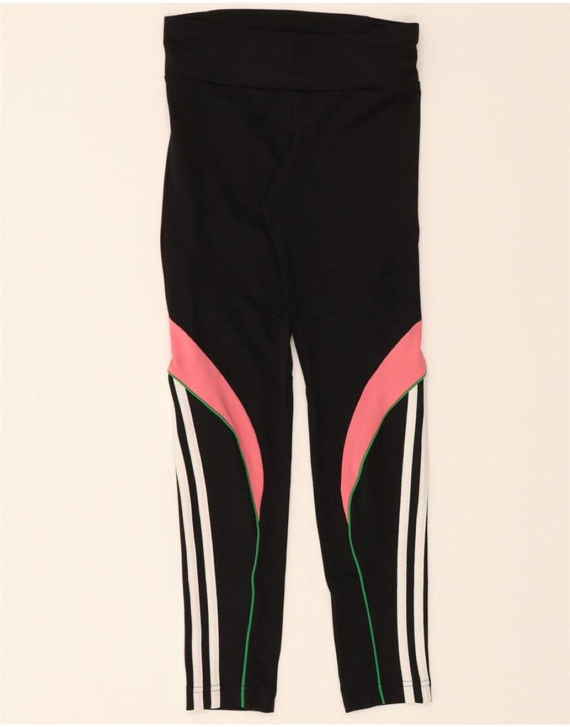 ADIDAS Girls Aeroready Leggings 9-10 Years  Black Colourblock Polyester Vintage Adidas and Second-Hand Adidas from Messina Hembry 
