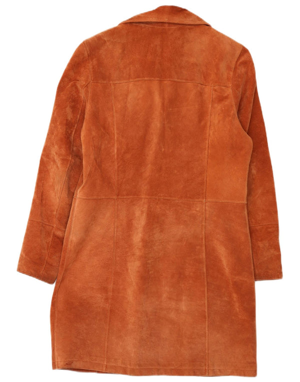 Biba Womens Suede Overcoat EU 38 Medium Brown Leather