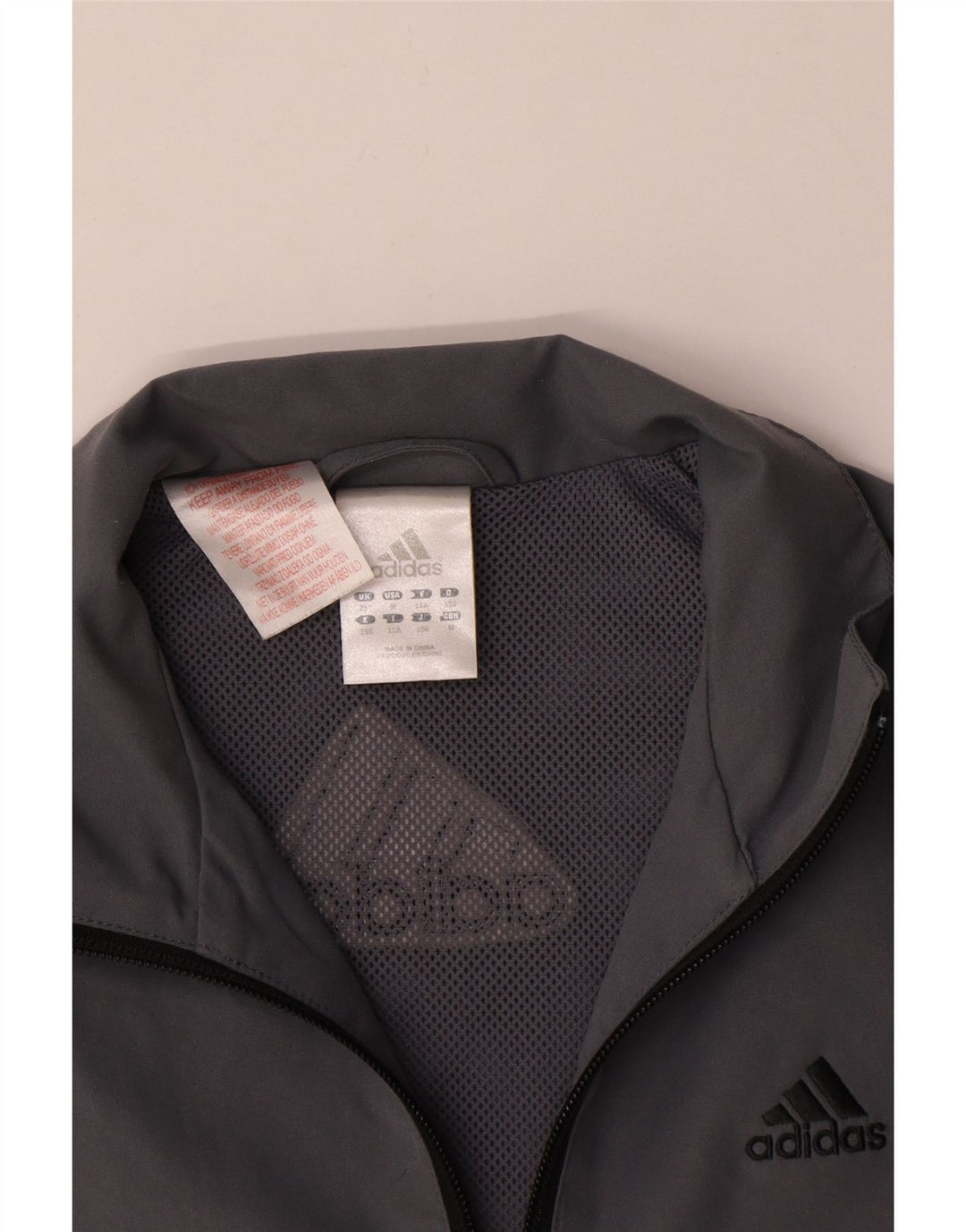 Adidas Boys Tracksuit Top Jacket 11-12 Years  Grey Polyester