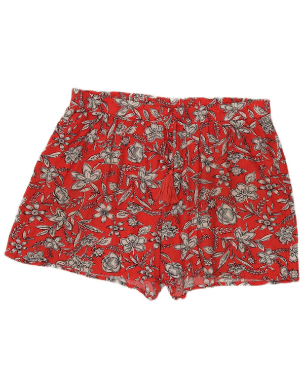 Marks & Spencer Womens High Waist Shorts UK 18 XL W38 Red Floral Viscose
