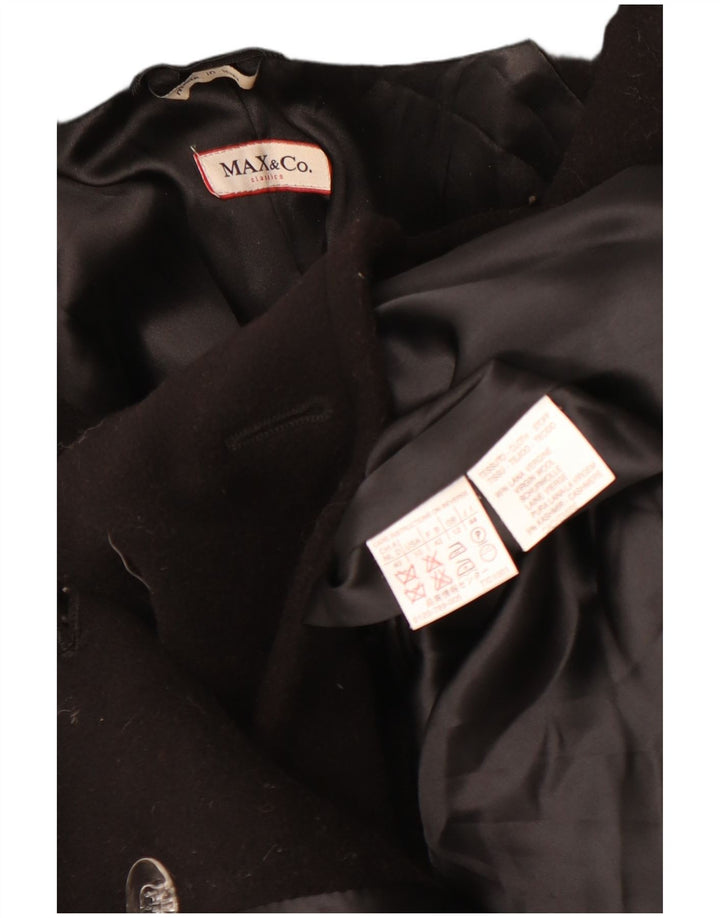 Max & Co. Womens Double Breasted Coat UK 12 Medium Black Virgin Wool