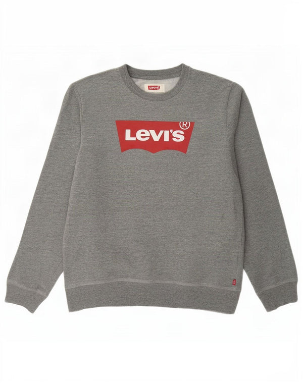 Levi's Boys Graphic Sweatshirt Jumper 13-14 Years XL Grey Cotton