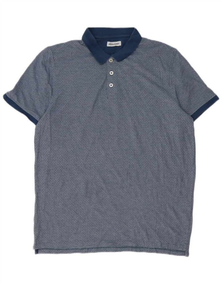 Jack & Jones Mens Polo Shirt XL Blue Spotted Cotton