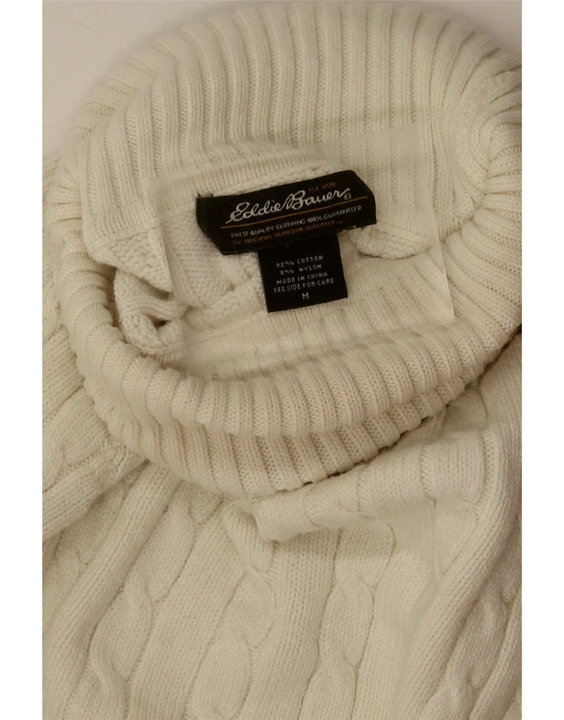 EDDIE BAUER Womens Roll Neck Jumper Sweater UK 14 Medium Off White Cotton Vintage Eddie Bauer and Second-Hand Eddie Bauer from Messina Hembry 