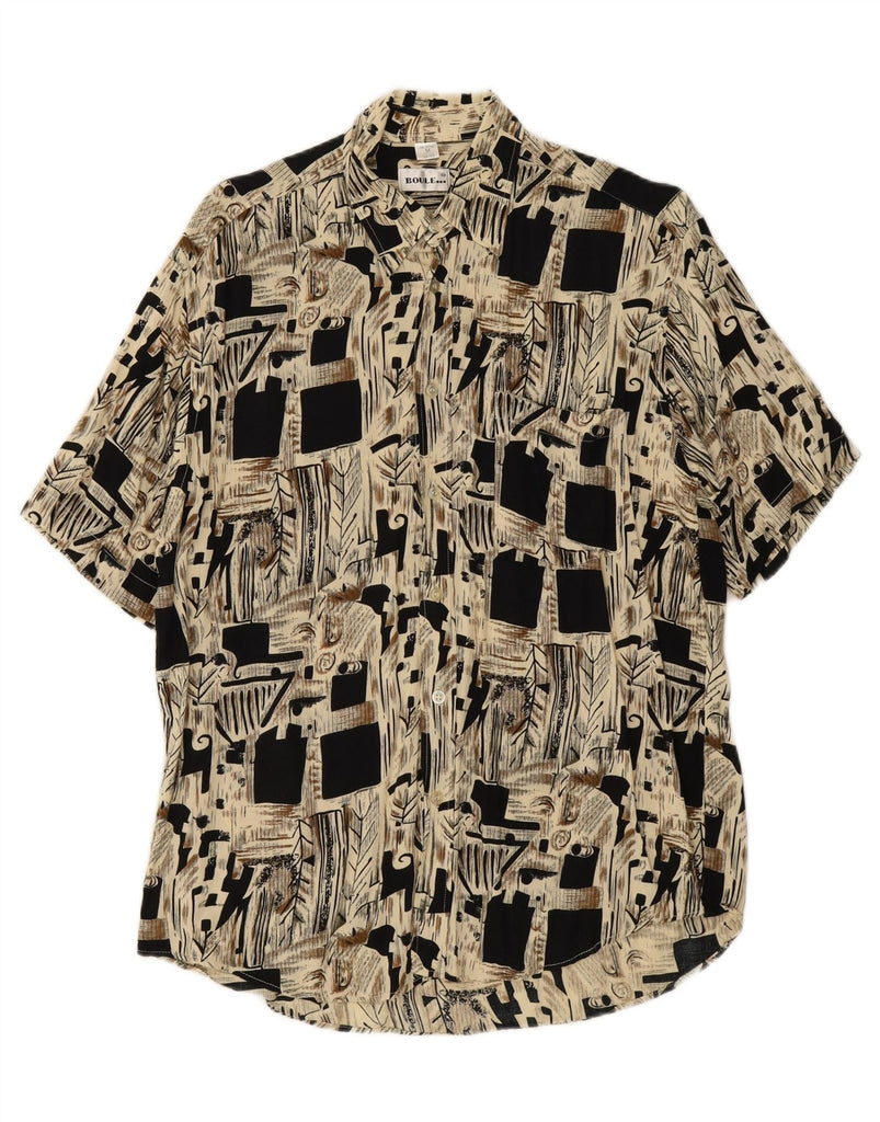BOULEE Mens Abstract Pattern Short Sleeve Shirt Size 39/40 Medium Beige Vintage Boulee and Second-Hand Boulee from Messina Hembry 