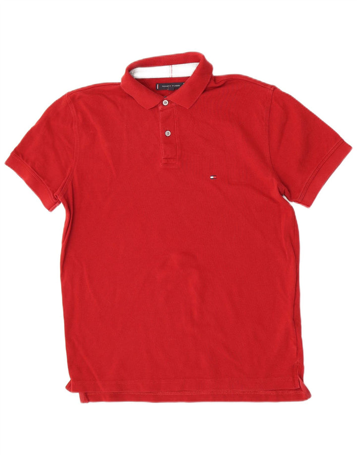 Tommy Hilfiger Mens Regular Fit Polo Shirt Medium Burgundy Cotton