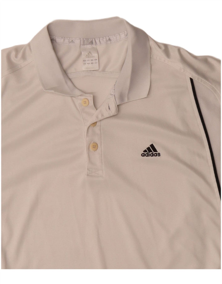 Adidas Mens Polo Shirt UK 42/44 Large White Polyester