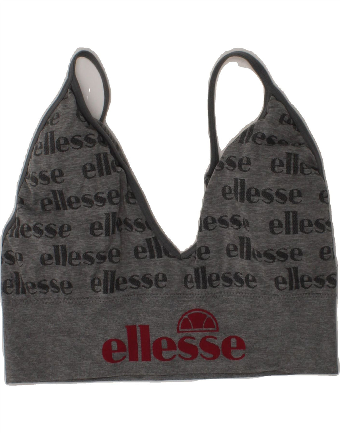 ELLESSE Womens Graphic Crop Top UK 8 Small Grey Sports Vintage Ellesse and Second-Hand Ellesse from Messina Hembry 