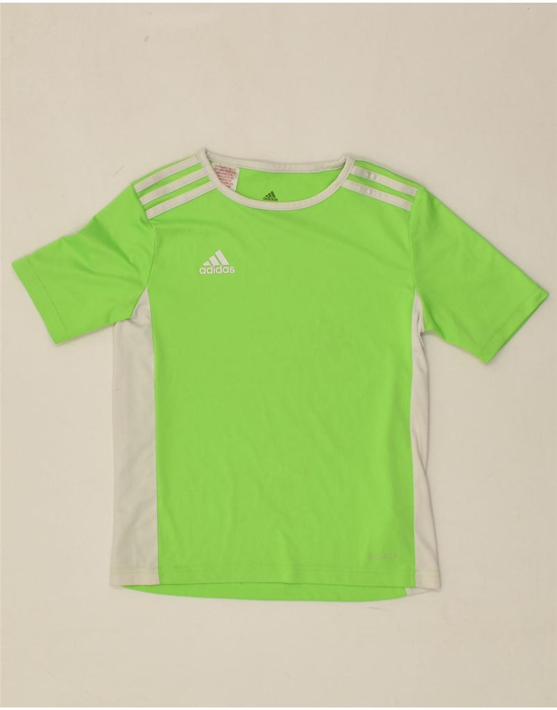 ADIDAS Boys Climalite T-Shirt Top 9-10 Years Small  Green Polyester | Vintage Adidas | Thrift | Second-Hand Adidas | Used Clothing | Messina Hembry 