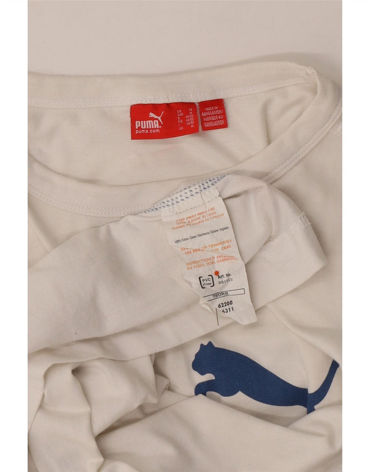 PUMA Mens Graphic Top Long Sleeve Medium White Cotton