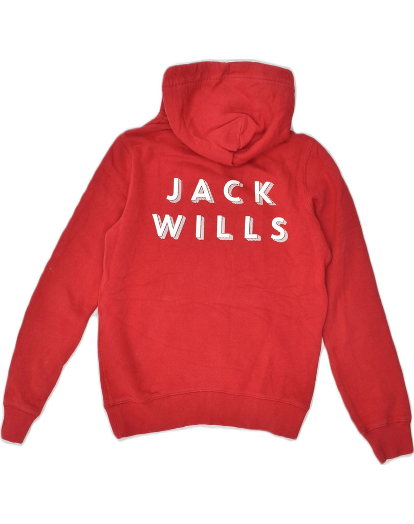 JACK WILLS Womens Graphic Hoodie Jumper UK 8 Small  Red Cotton | Vintage Jack Wills | Thrift | Second-Hand Jack Wills | Used Clothing | Messina Hembry 