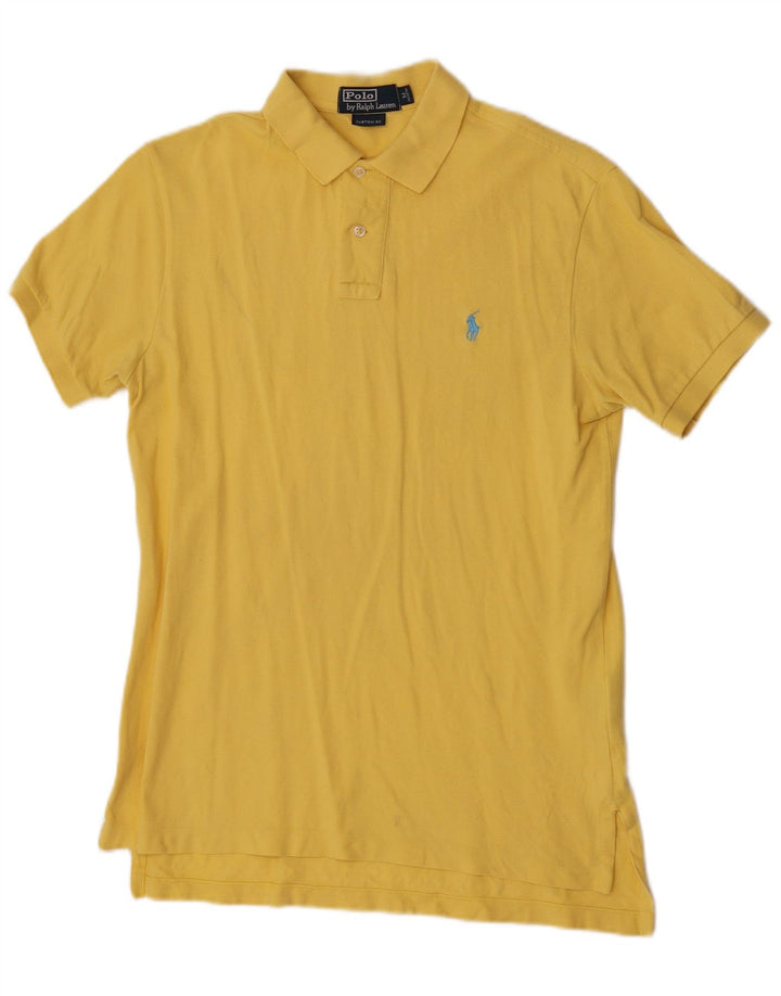 Polo Ralph Lauren Mens Custom Fit Polo Shirt Medium Yellow Cotton