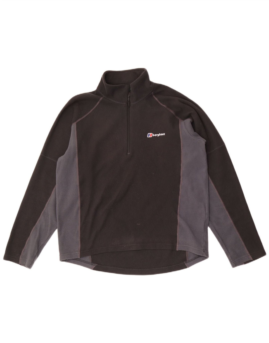 BERGHAUS Mens Zip Neck Fleece Jumper Medium Grey Colourblock Polyester