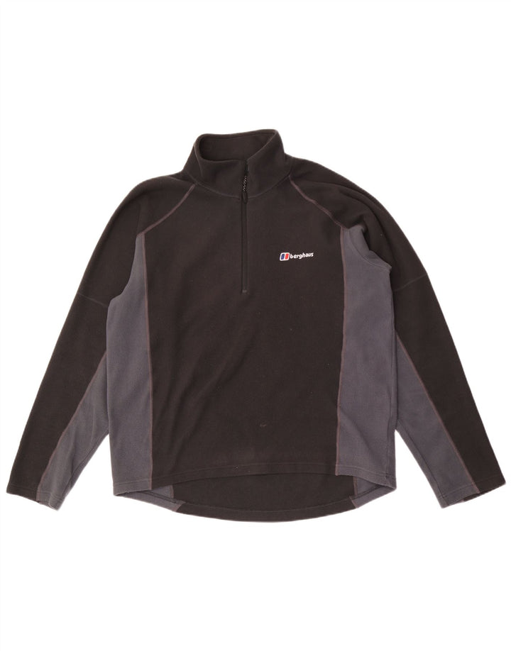 BERGHAUS Mens Zip Neck Fleece Jumper Medium Grey Colourblock Polyester