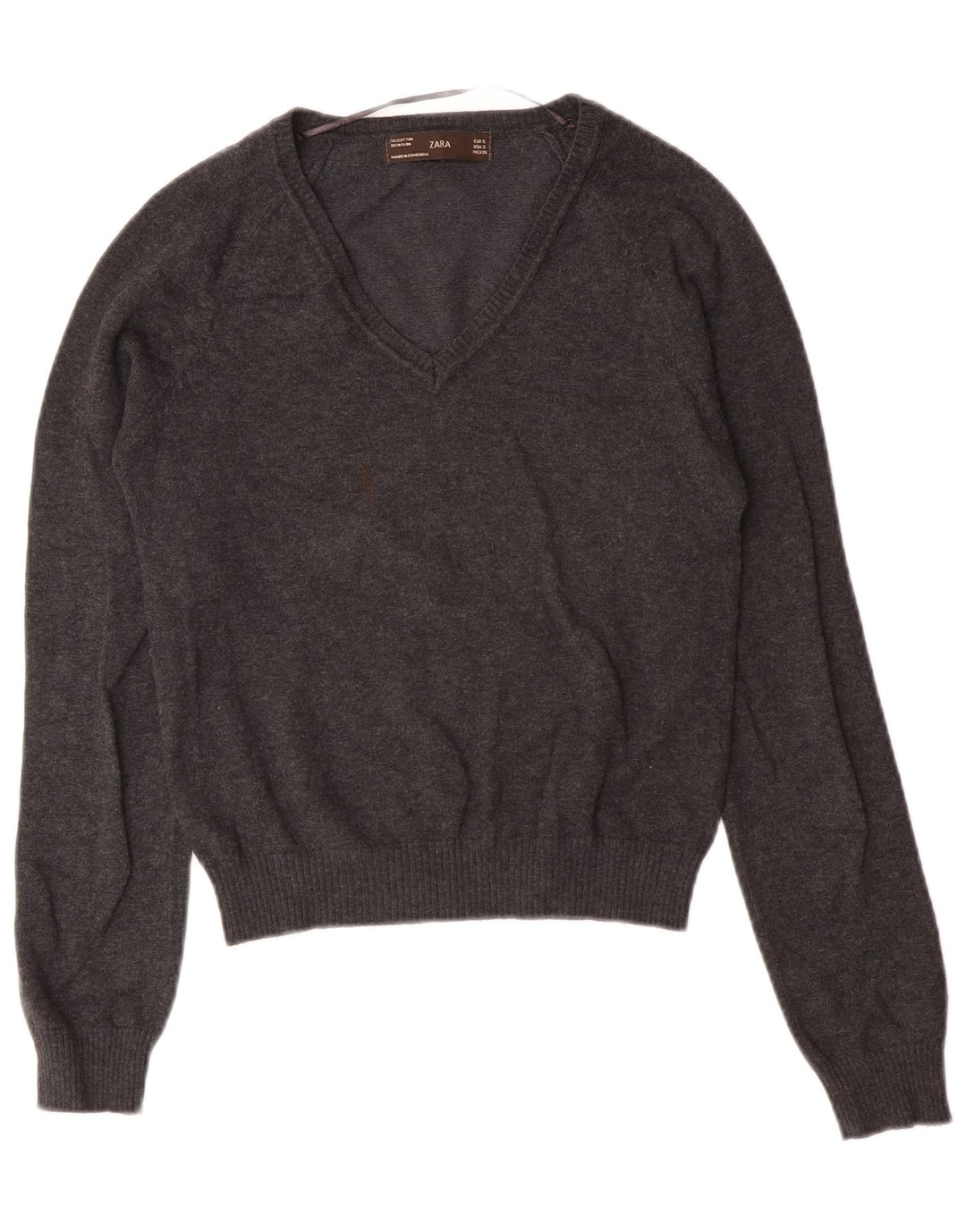 Zara Boys V-Neck Jumper Sweater 7-8 Years Small Grey Cotton