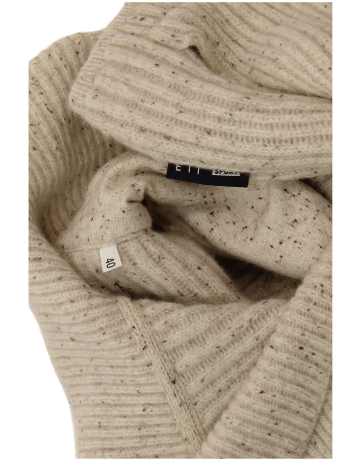 Vintage Womens Shawl Neck Jumper Sweater EU 40 Medium Off White Flecked