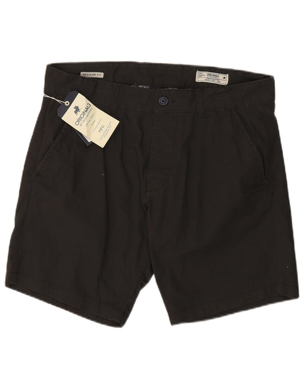 JACK & JONES Mens Regular Fit Chino Shorts W36 Large Black Cotton