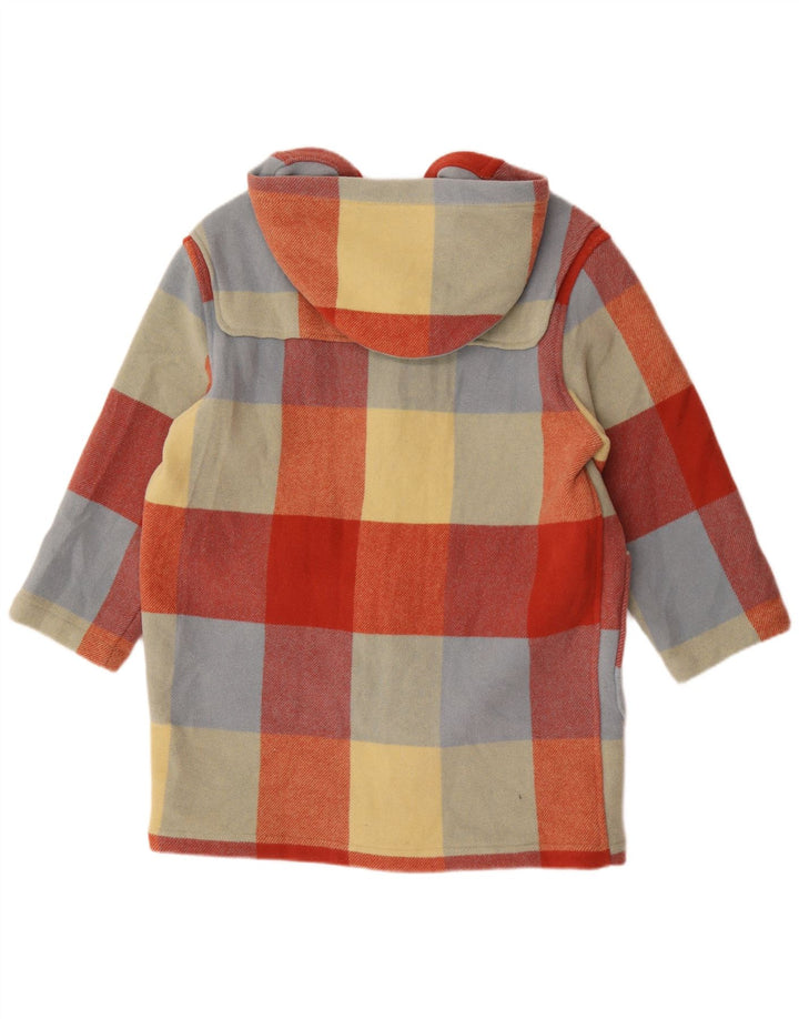 Benetton Womens Hooded Duffle Coat UK 16 Large Multicoloured Plaid Wool
