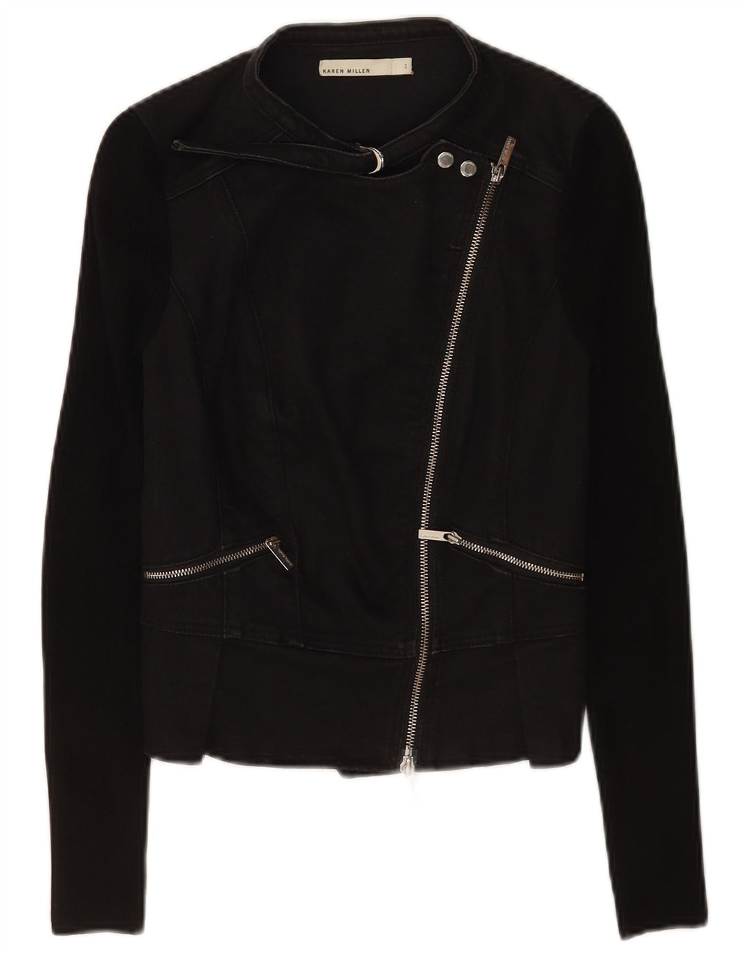 Karen Millen Womens Crop Biker Jacket US 1 2XS Black
