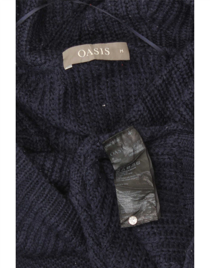 Oasis Womens Roll Neck Jumper Sweater UK 14 Medium Navy Blue Polyacrylic