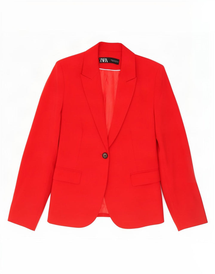 Zara Womens 1 Button Blazer Jacket EU 36 XS Red Polyester
