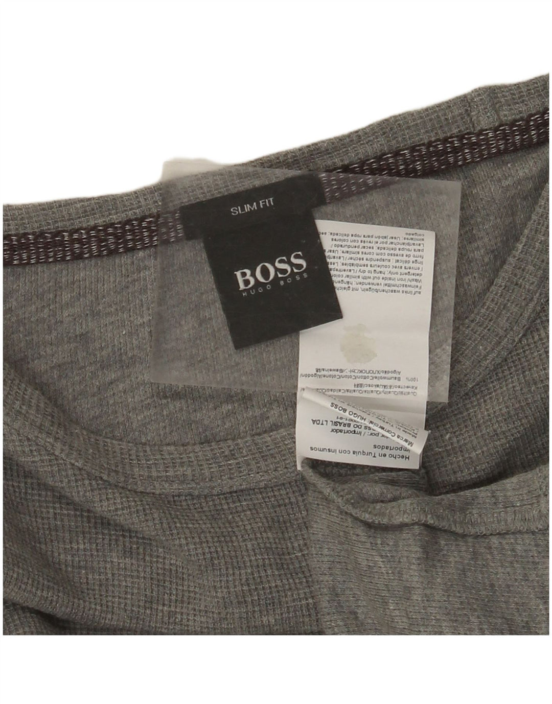 HUGO BOSS Mens Slim Fit Top Long Sleeve Large Grey Cotton