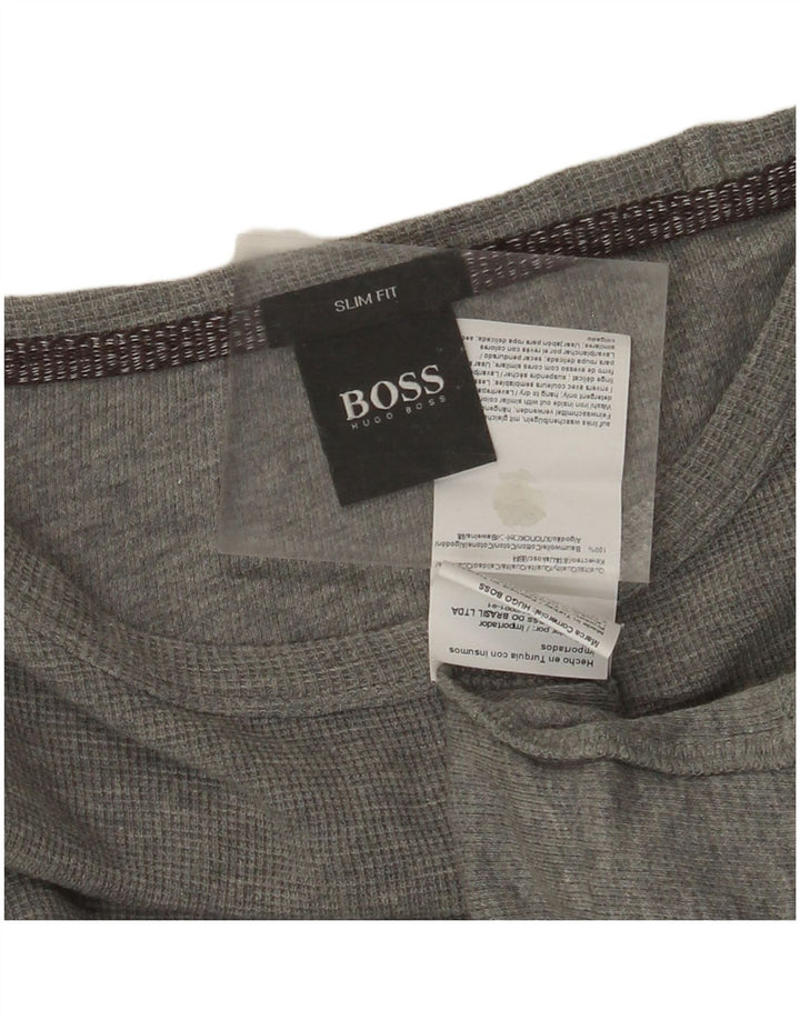 HUGO BOSS Mens Slim Fit Top Long Sleeve Large Grey Cotton