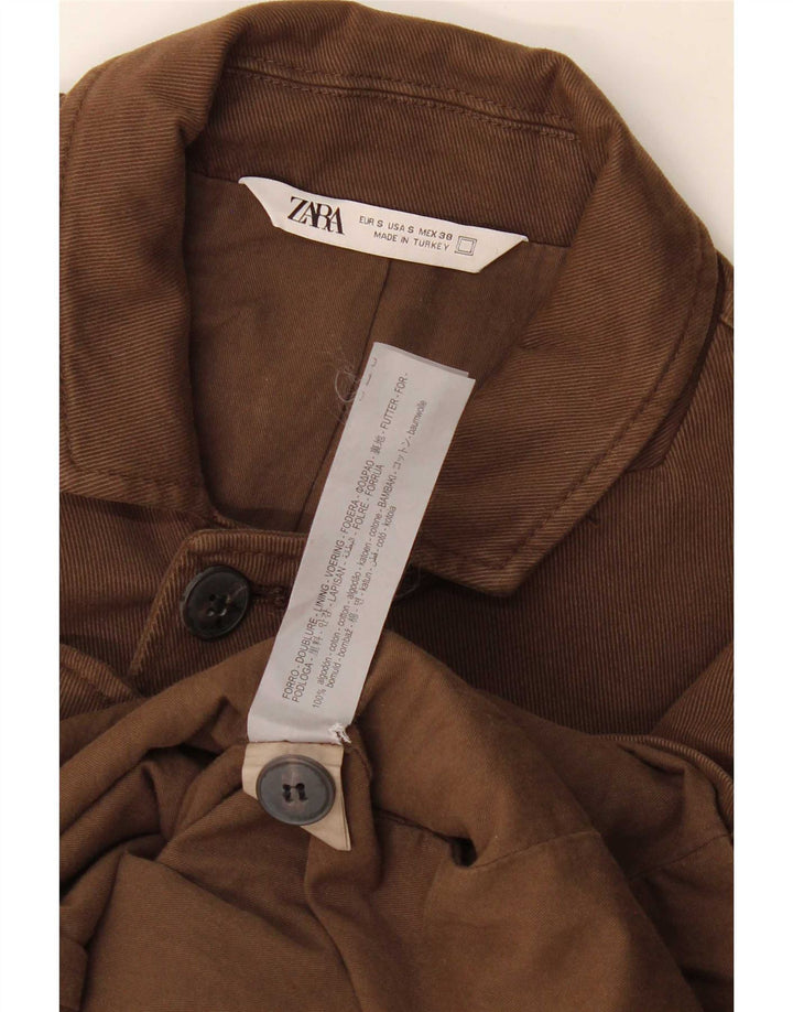 Zara Mens Bomber Jacket UK 36 Small Brown Cotton