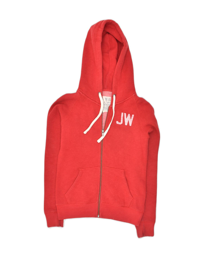 JACK WILLS Womens Graphic Zip Hoodie Sweater UK 8 Small  Red Polyester | Vintage Jack Wills | Thrift | Second-Hand Jack Wills | Used Clothing | Messina Hembry 