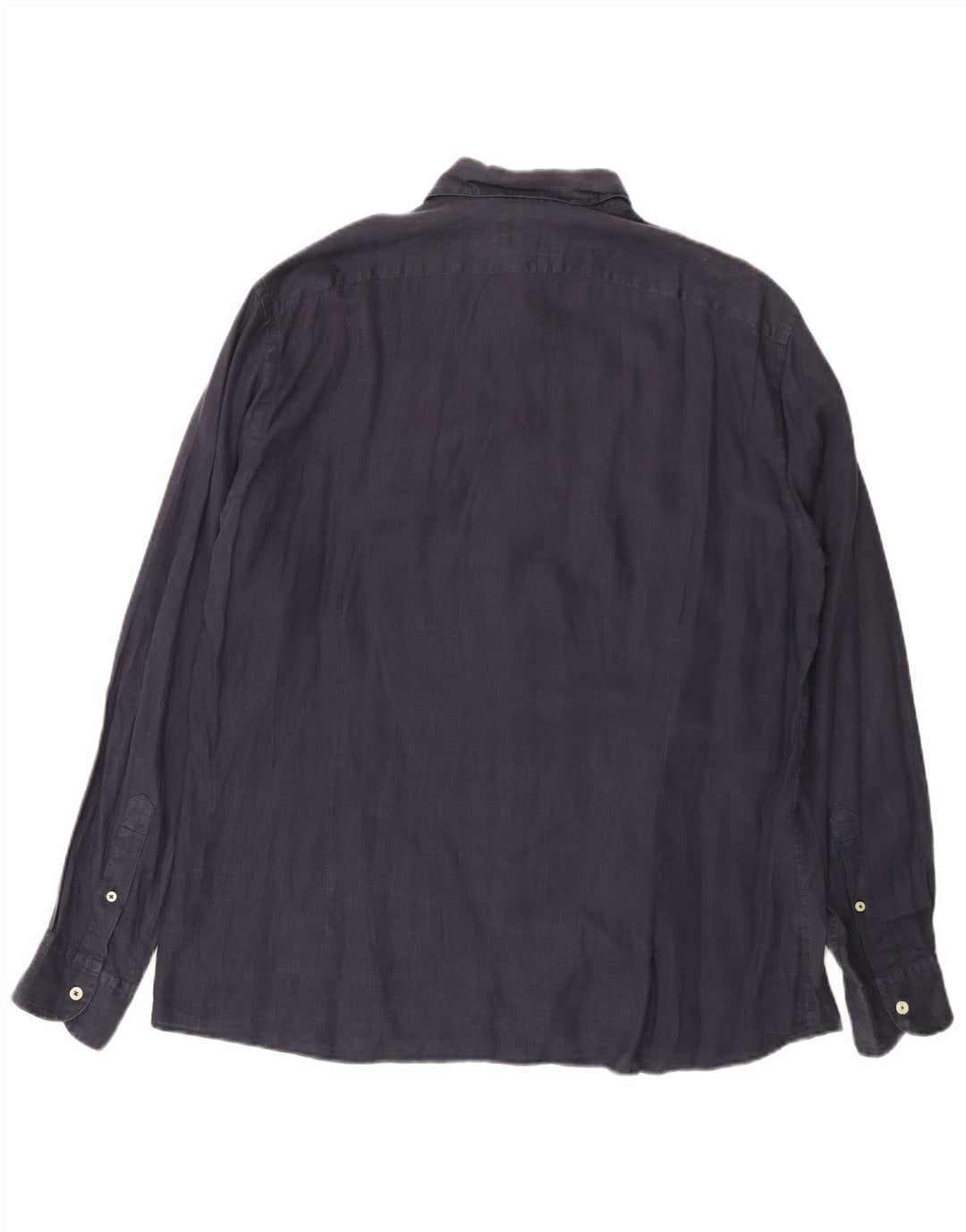 Brooksfield Mens Shirt Size 43 Large Navy Blue Linen