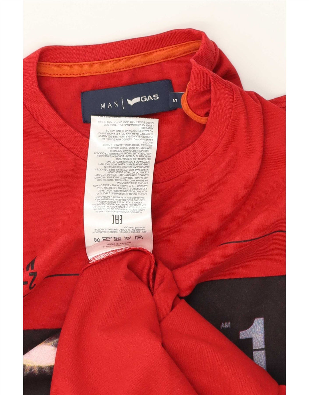 Gas Mens Graphic T-Shirt Top Small Red Cotton