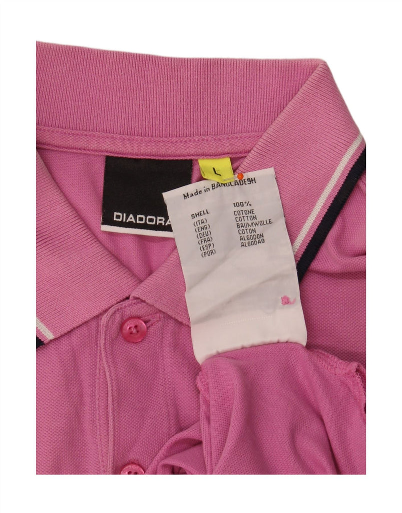 DIADORA Mens Polo Shirt Large Pink Cotton Vintage Diadora and Second-Hand Diadora from Messina Hembry 